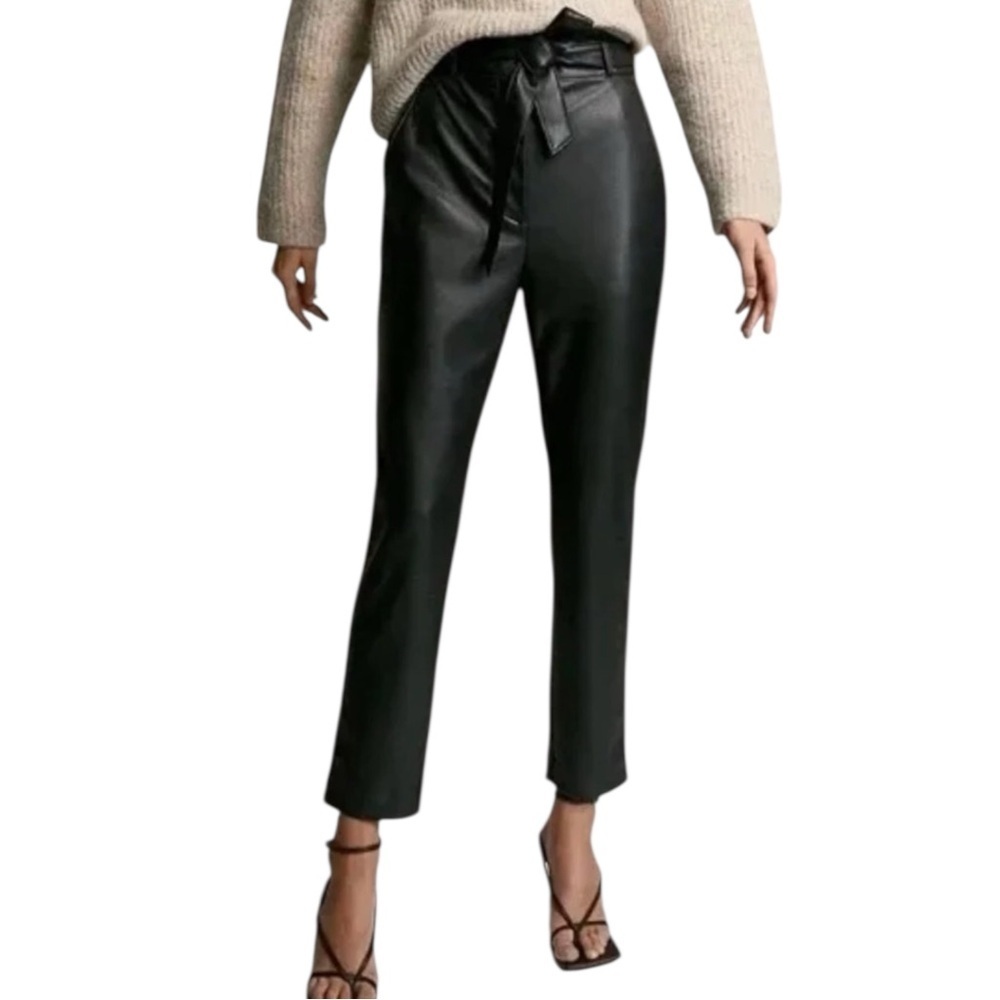 NWT Aritzia Babaton Belted Pant Vegan Leather Black Size 10 - Picture 15 of 15